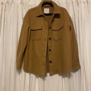 Avec Les Filles Camel Brown Shirt Jacket Shacket Size Medium